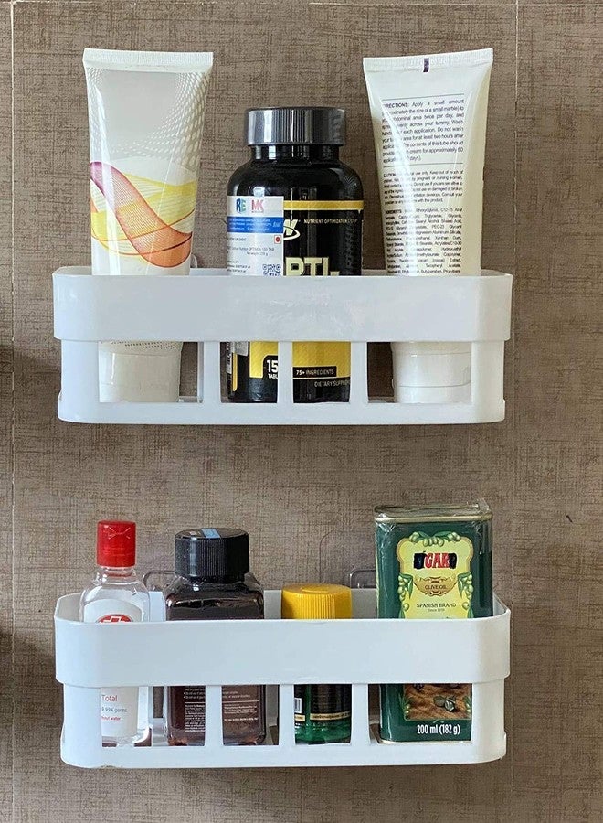JEMICA Multi Function Plastic Storage Rack Bathroom Shelves with Self Adhesive Sticker (Pack Of1) - Image 5